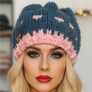 Hand Knits 2 Love Winter Hat Beanie Adjustable Fit Chunky Designer Fashion Women